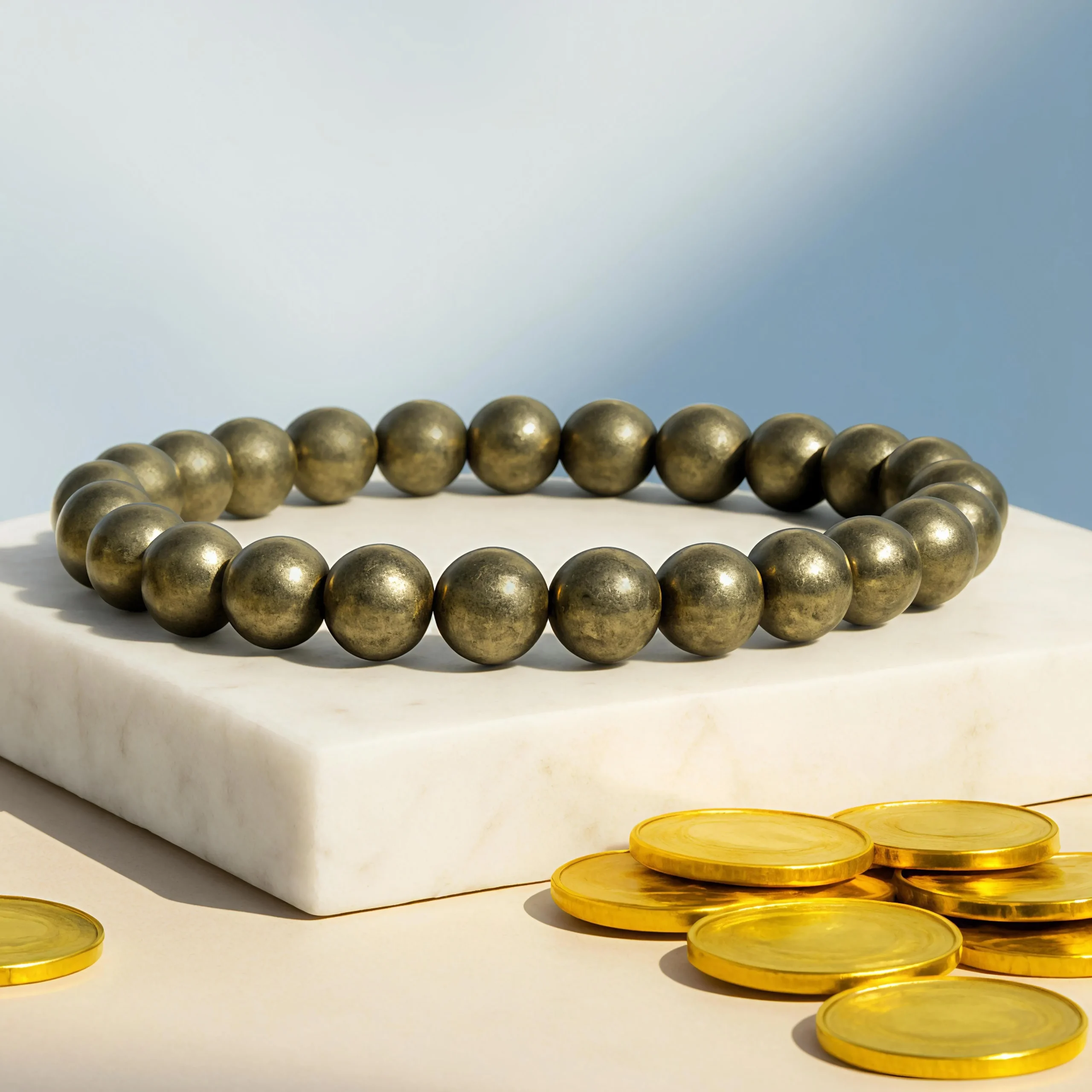 Pyrite Gemstone Bracelet 1 scaled Pyrite Bracelet for wealth and confidence – Dhumra Gems