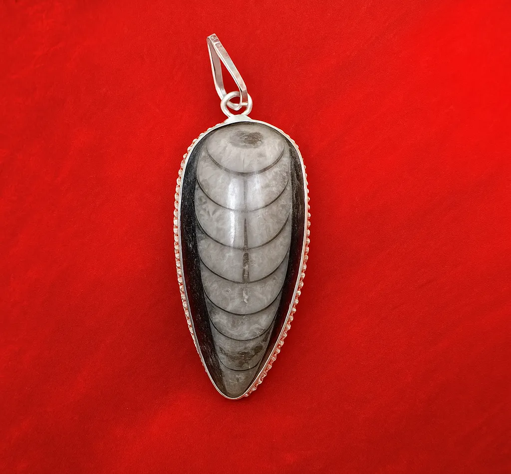 orthoceras kuber stone pendants natural fossil jewelry2 Orthoceras Kuber Stone Pendant for wealth and prosperity, made from natural fossil, spiritual healing jewelry