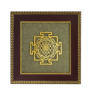 Shree Yantra on Raw Pyrite Frame